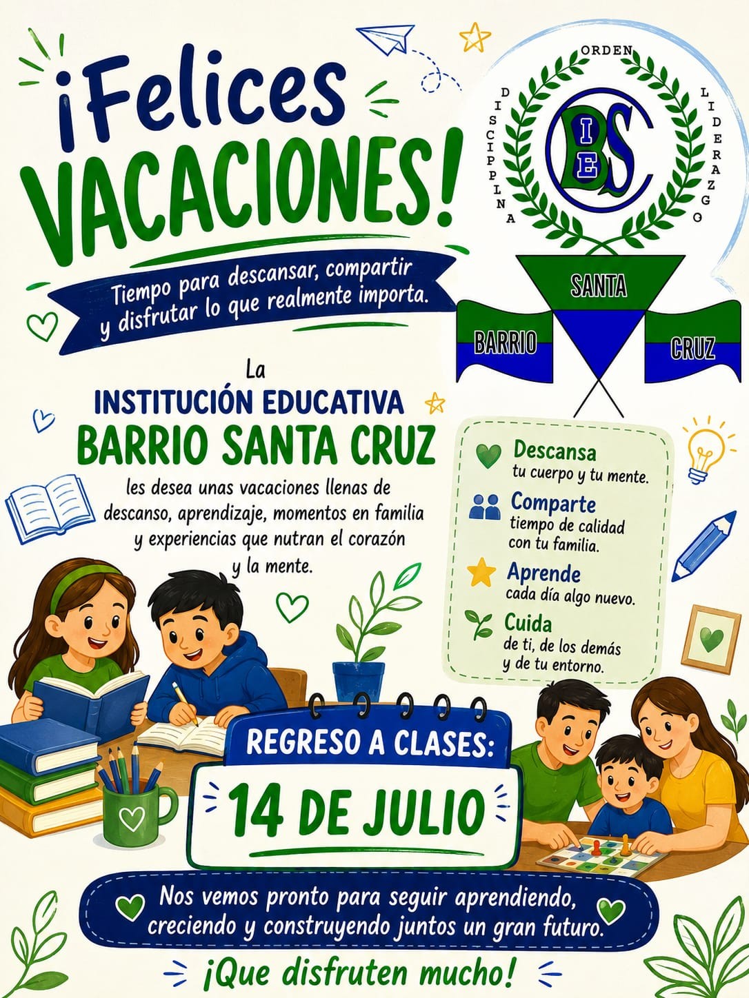 Felices vacaciones.